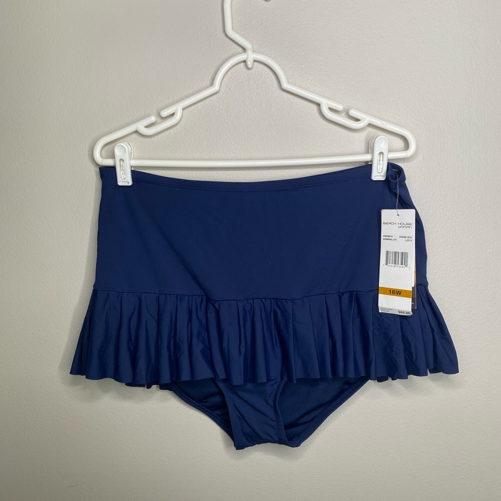 Beach House women’s swim skirt with under bikini swimsuit shorts navy size 16w